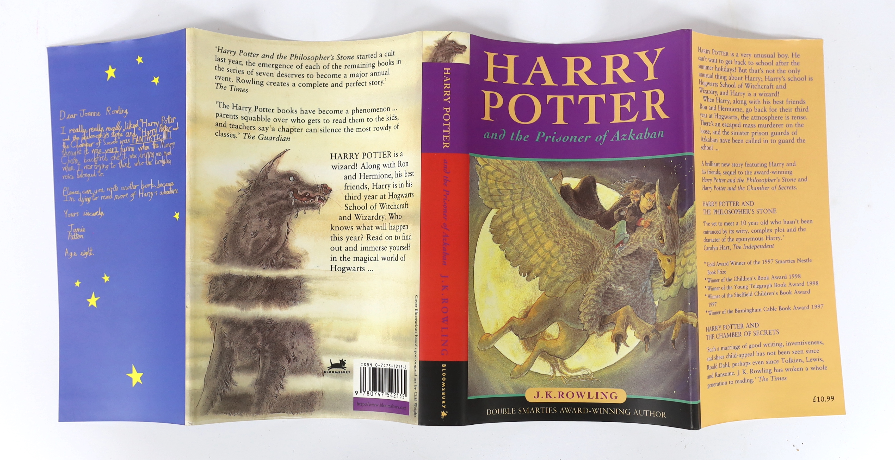 Rowling, J.K - Harry Potter and the Prisoner of Azkaban, first edition, first impression, second state, 8vo, original pictorial boards and dust jacket, a mint copy, Bloomsbury, 1999